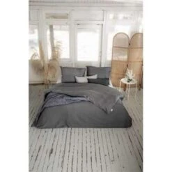 Walra - Dekbedovertrek Vintage Satin - 240x220 Cm - Antraciet -Kwaliteit Geselecteerde Dekbedovertrekkenwinkel 1427452247 0103