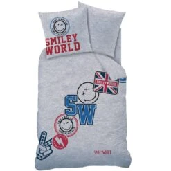 Smiley World Spirit Dekbedovertrek - Eenpersoons - 140 X 200 Cm - Grijs