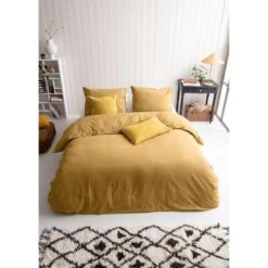 Walra Dekbedovertrek Vintage Cotton - Mosterd - 240x200/220 Cm -Kwaliteit Geselecteerde Dekbedovertrekkenwinkel 31105474 9051
