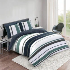 Royal Dekbedovertrek Kalmar Strepen - Wit/groen - 200x200/220 Cm -Kwaliteit Geselecteerde Dekbedovertrekkenwinkel 31105822 9050