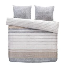 Comfort Dekbedovertrek Finch Strepen - Taupe - 200x200/220 Cm