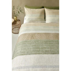 Ariadne At Home Dekbedovertrek Lin Strepen - Groen - 140x200/220 Cm -Kwaliteit Geselecteerde Dekbedovertrekkenwinkel 31106075 9051