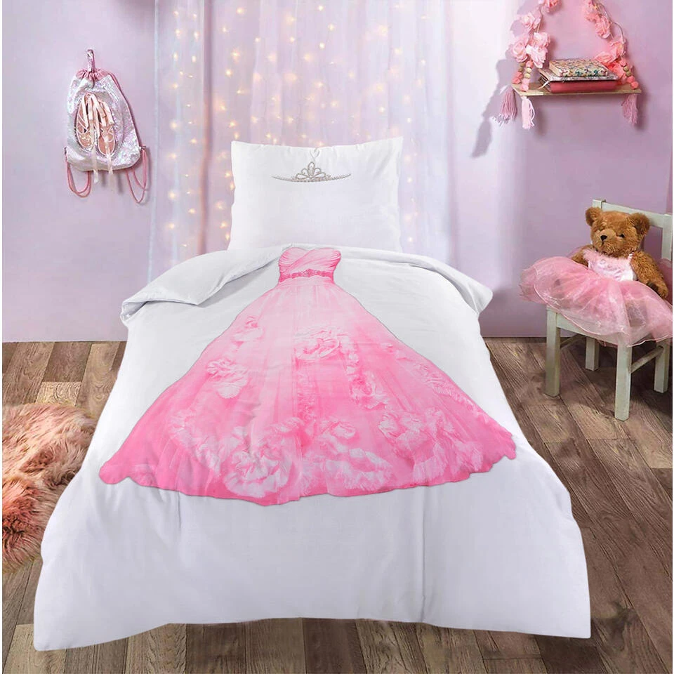 Comfort Dekbedovertrek Belle Prinses - Wit/roze - 140x200 Cm 4 Comfort Dekbedovertrek Belle Prinses - Wit/roze - 140x200 Cm - Afbeelding 2