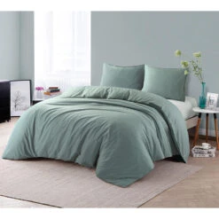 Comfort Dekbedovertrek Jorrit Effen - Groen - 140x200/220 Cm -Kwaliteit Geselecteerde Dekbedovertrekkenwinkel 31106082 9050