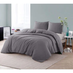 Comfort Dekbedovertrek Jorrit Effen - Antraciet - 240x200/220 Cm -Kwaliteit Geselecteerde Dekbedovertrekkenwinkel 31106086 9050 1