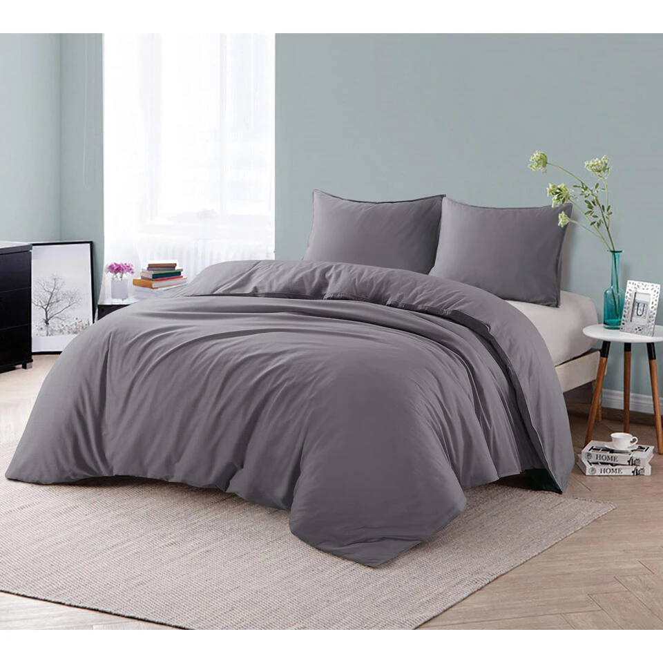 Comfort Dekbedovertrek Jorrit Effen - Antraciet - 200x200/220 Cm 5 Comfort Dekbedovertrek Jorrit Effen - Antraciet - 200x200/220 Cm - Afbeelding 3